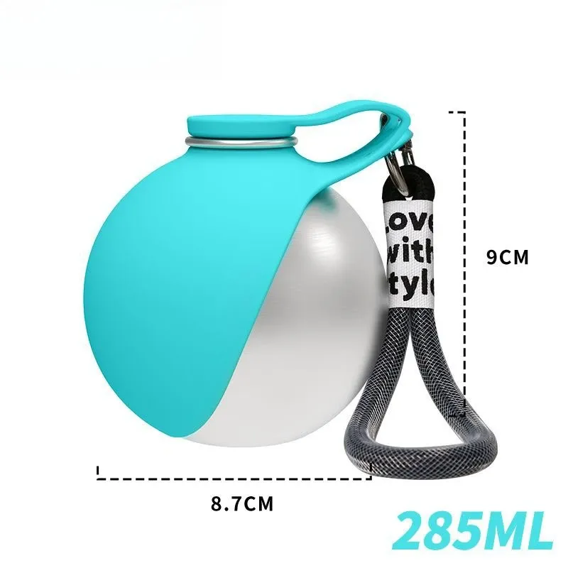 Gourde pour chien avec bol en silicone amovible, acier inoxydable 285 ml, anti-fuite, idéale pour les promenades en plein air 8