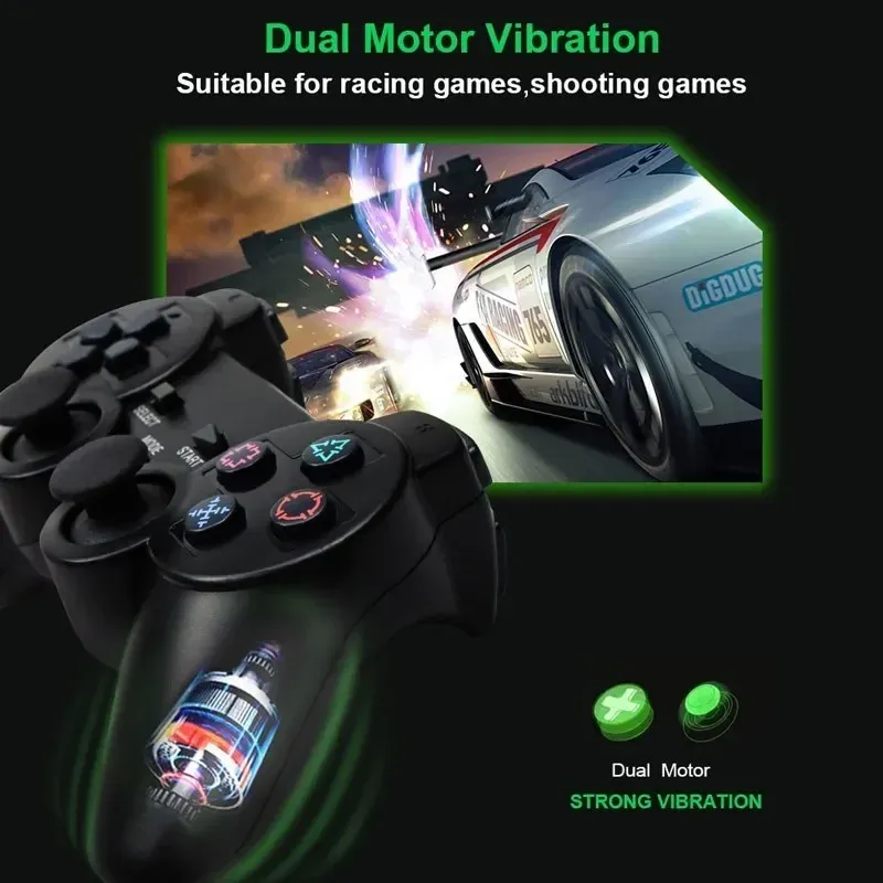 Manette de jeu sans fil pour PS2/PS1, manette 2.4G pour console PlayStation 2 avec vibration, joystick double choc, manette USB pour PC 2