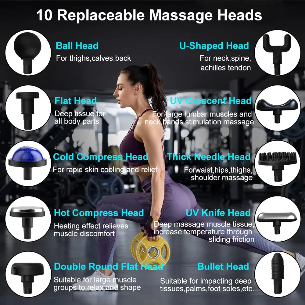 Pistolet de massage fascia électrique haute fréquence pour épaules, dos, taille et cou, avec poignée ergonomique 5