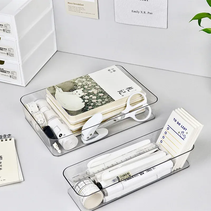 Ensemble de 1 à 4 organisateurs de tiroirs transparents en plastique pour le bureau et la salle de bain 4