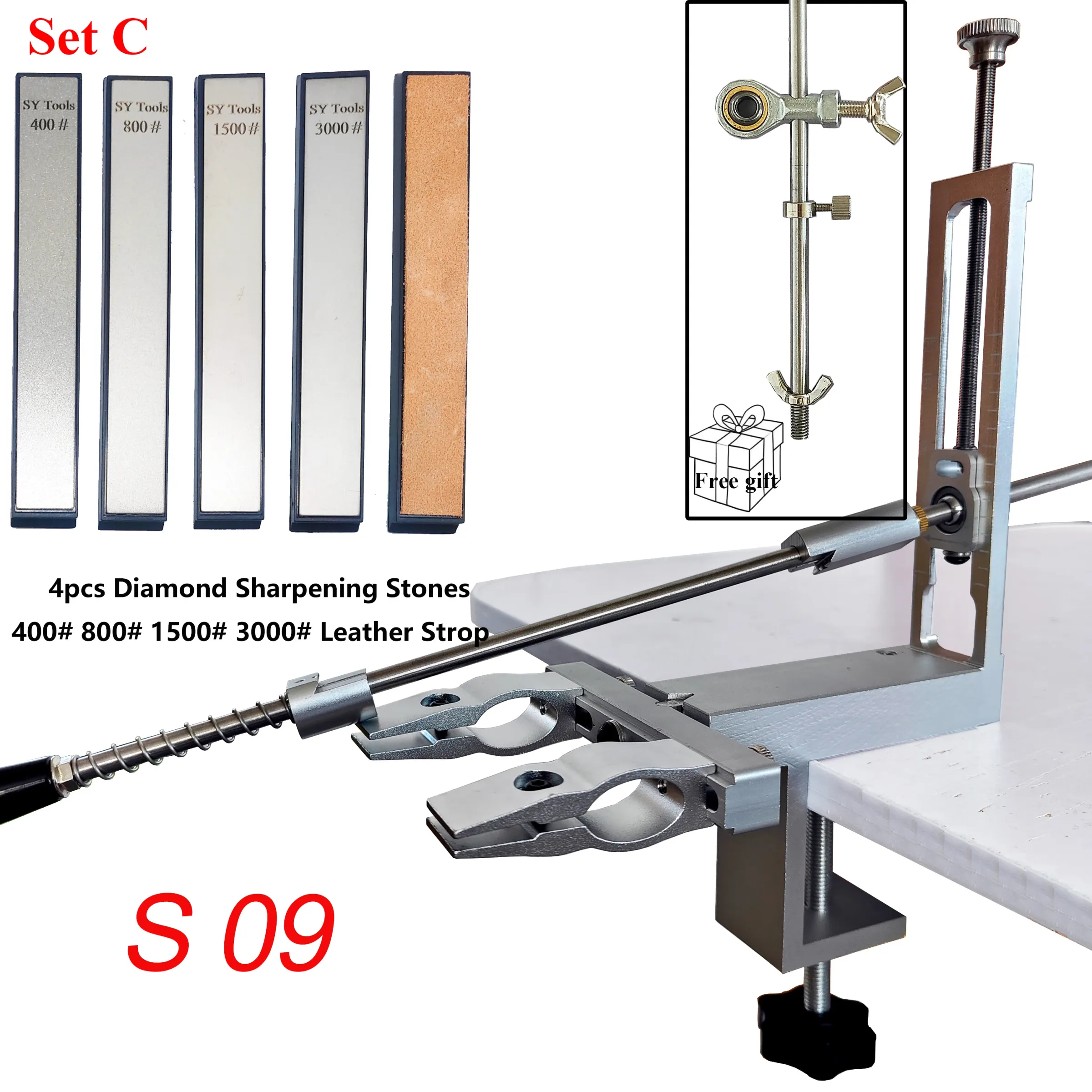 Affûteur de couteaux d'angle Apex S09 avec ensemble de pierres diamantées 17