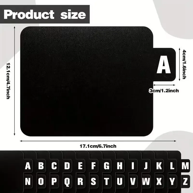 Séparateurs alphabétiques A-Z, vue rapprochée