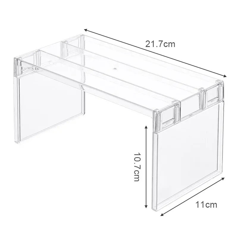 Organisateur de réfrigérateur, bac de rangement, étagères intercalaires superposables pour réfrigérateur, support de bureau transparent gain de place, accessoires de cuisine 7