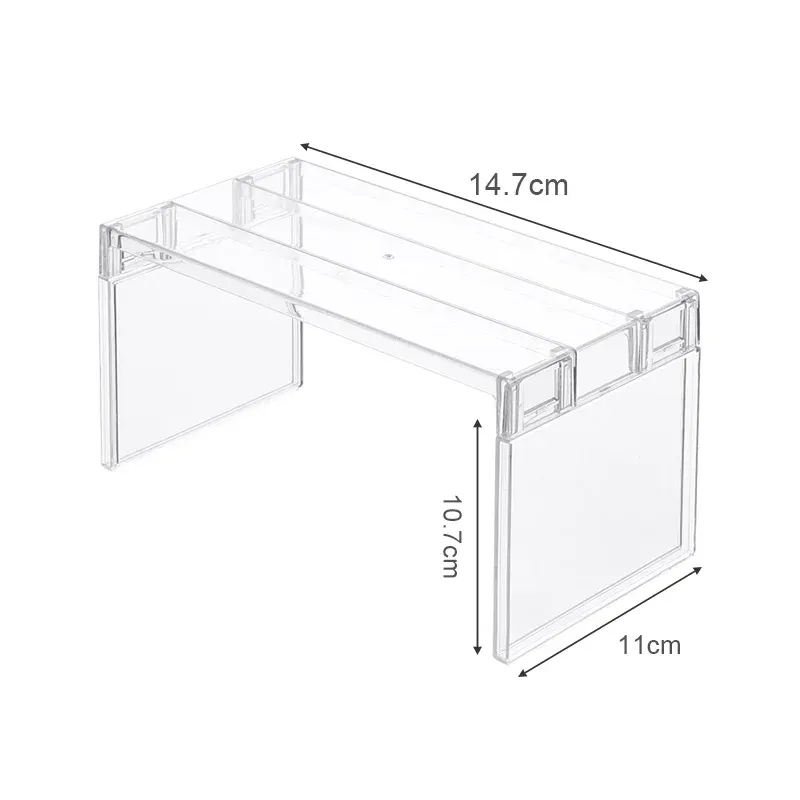 Organisateur de réfrigérateur, bac de rangement, étagères intercalaires superposables pour réfrigérateur, support de bureau transparent gain de place, accessoires de cuisine 8