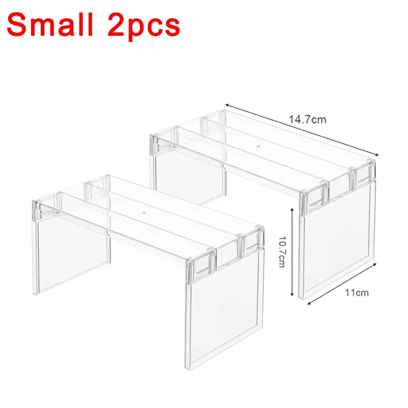 Organisateur de réfrigérateur, bac de rangement, étagères intercalaires superposables pour réfrigérateur, support de bureau transparent gain de place, accessoires de cuisine 9