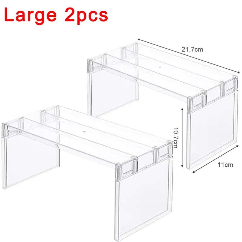Organisateur de réfrigérateur, bac de rangement, étagères intercalaires superposables pour réfrigérateur, support de bureau transparent gain de place, accessoires de cuisine 10