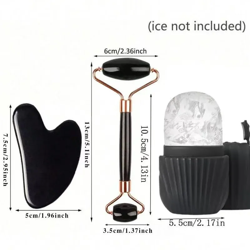 1/2/3 pièces : Rouleau facial en glace, ensemble de soins de la peau du visage, ensemble de rouleaux faciaux et d'outils Gua Sha, massage du visage, lifting et contouring. 2