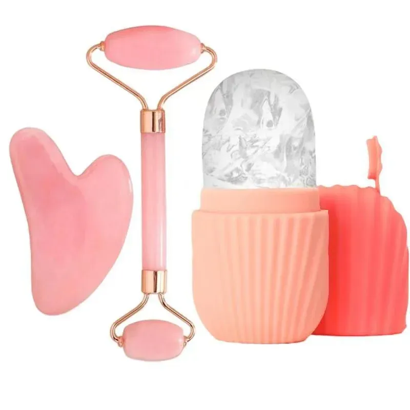1/2/3 pièces : Rouleau facial en glace, ensemble de soins de la peau du visage, ensemble de rouleaux faciaux et d'outils Gua Sha, massage du visage, lifting et contouring. 7