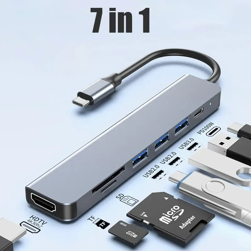 Hub USB-C 5 en 1 vers HDMI 4K, charge rapide PD, USB 3.0 et 2.0, station d'accueil Type-C pour MacBook, iPad et Samsung 10