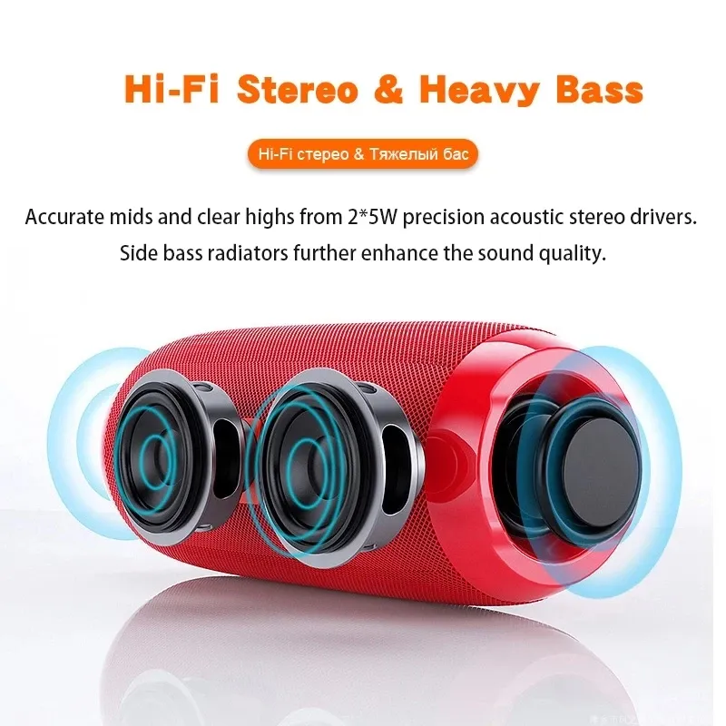 Enceinte Bluetooth portable sans fil, haut-parleur musical avec radio FM, basses puissantes, son Hi-Fi et fonction mains libres 4