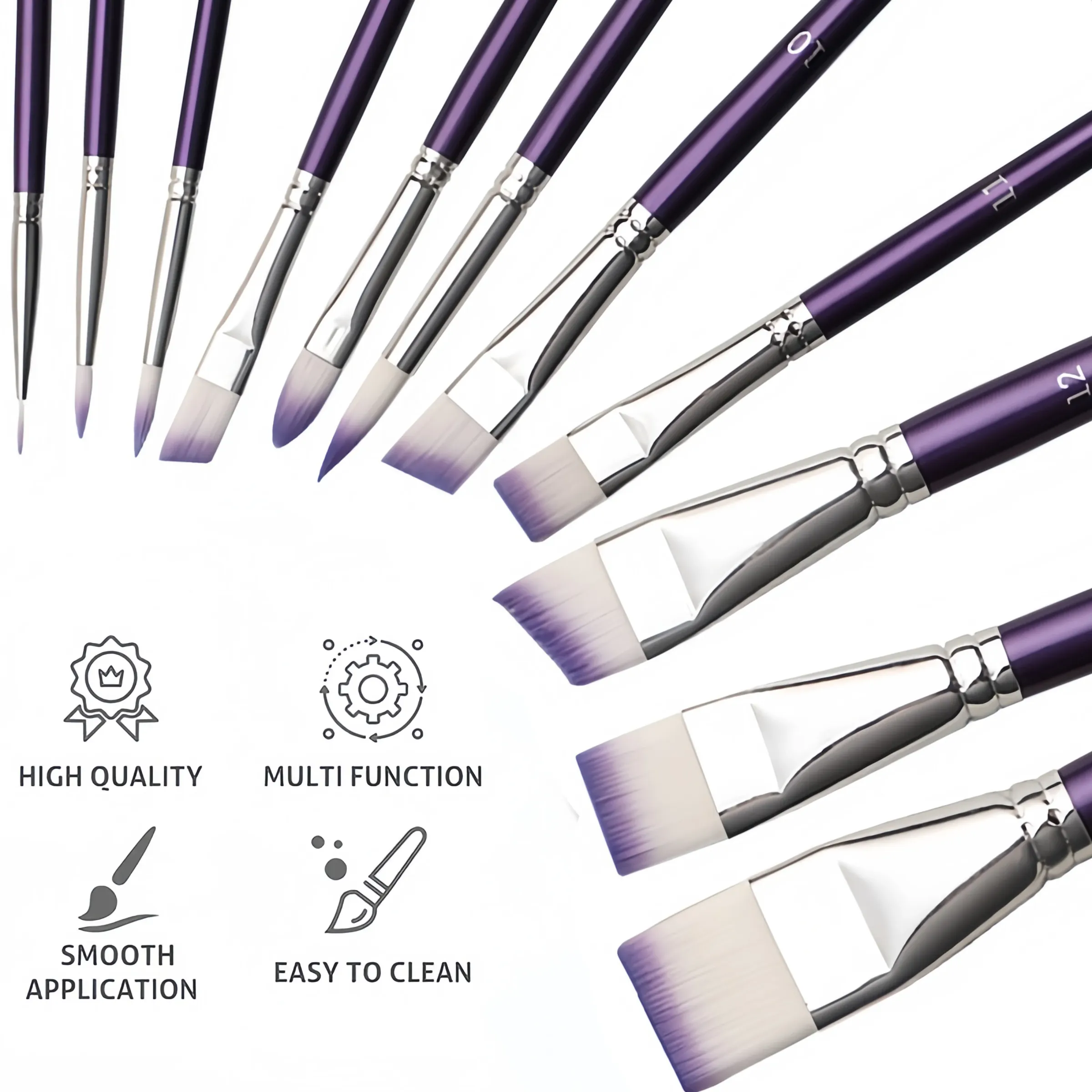 Ensemble de pinceaux professionnels pour la peinture et le maquillage, 7 à 11 pièces 3