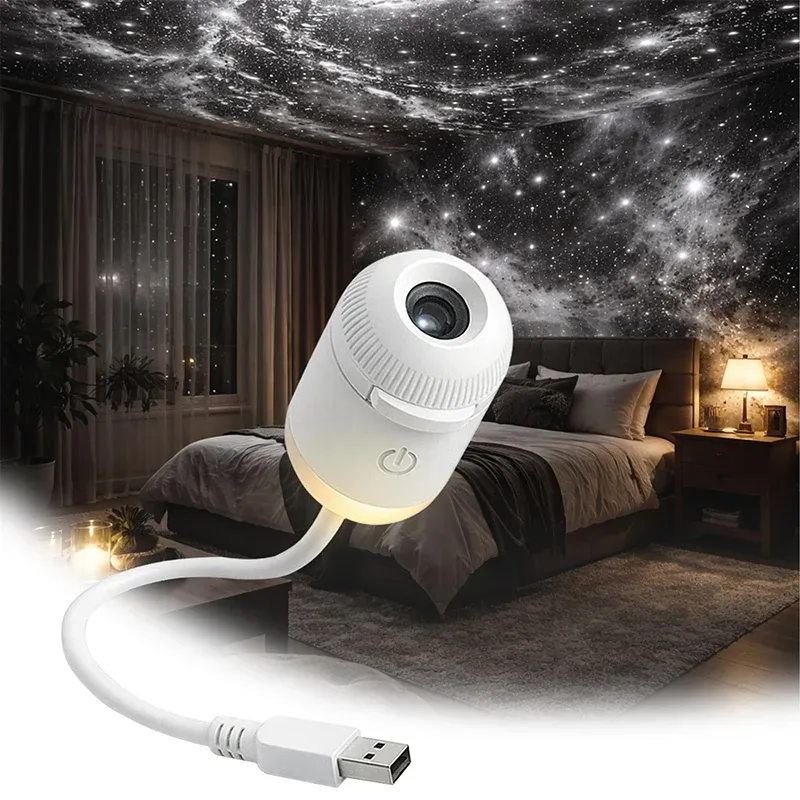 Mini projecteur veilleuse 2 en 1 à étoiles galactiques, luminosité réglable, lumière d'ambiance pour la maison et la voiture - Image 1