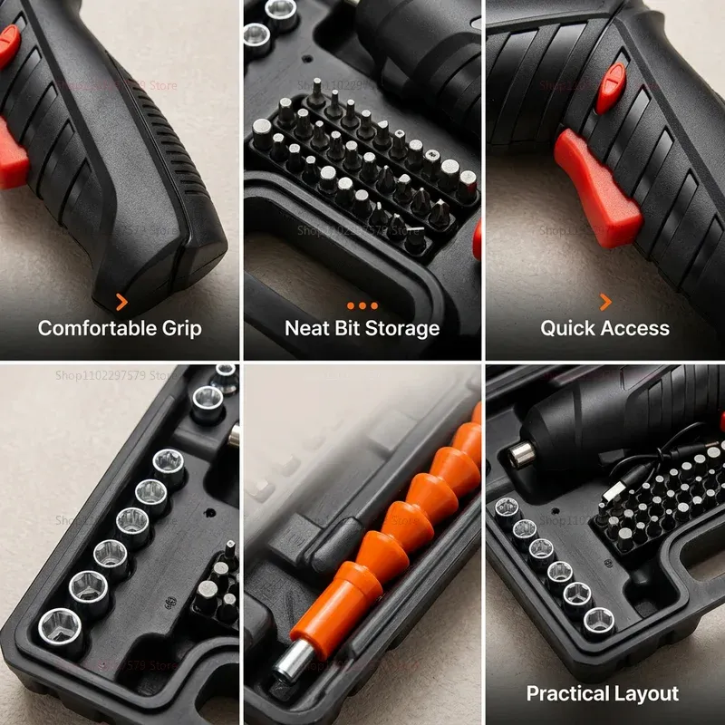 Kit de tournevis électrique sans fil rechargeable 47 pièces, 3,6 V, batterie lithium 4