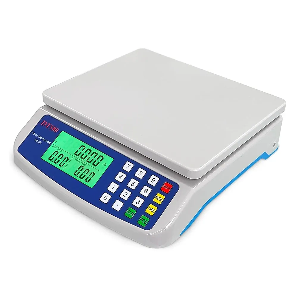 Balance de cuisine numérique professionnelle 40 kg / 1 g en acier inoxydable, avec fonction tare, calcul du prix et comptage, pour viandes et légumes - Image 1