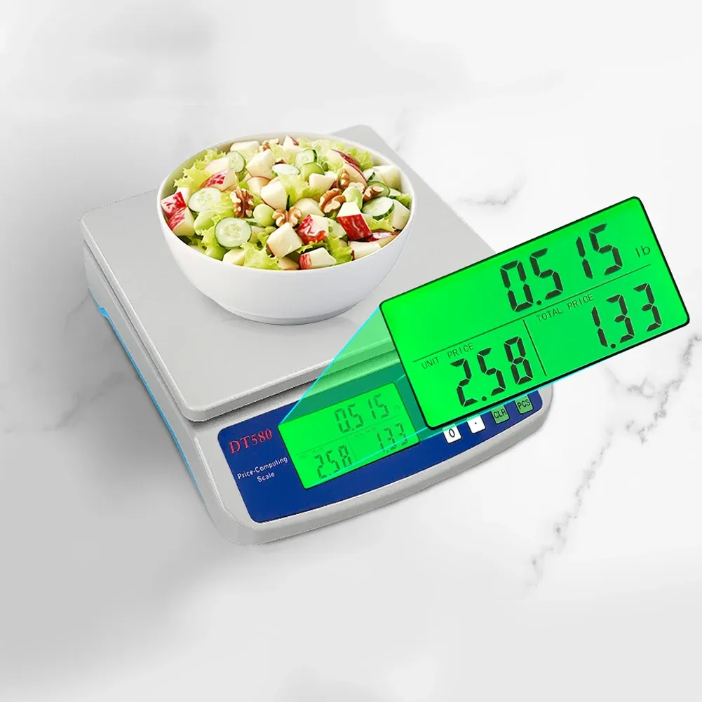 Gros plan sur l'écran LCD de la balance