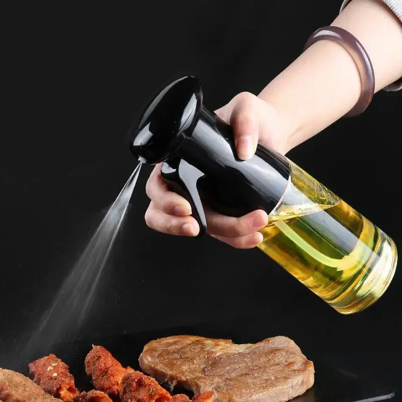 Bouteille vaporisateur d'huile transparente noire, 1 pièce, pour la cuisine, vaporisateur d'huile d'olive pour camping, barbecue, cuisson, vinaigre et sauce soja - Image 1