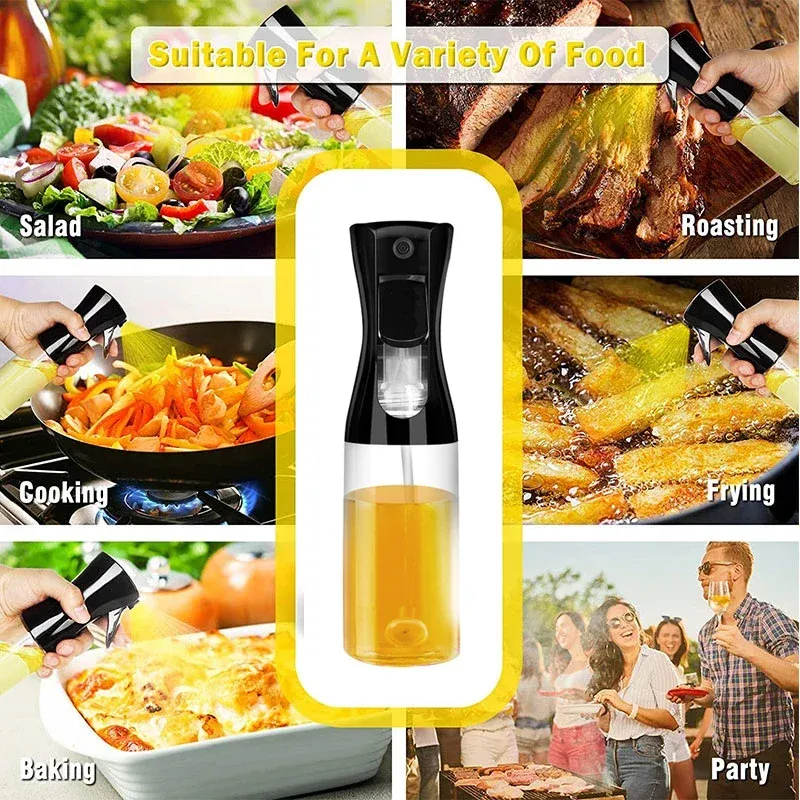 Bouteille vaporisateur d'huile transparente noire, 1 pièce, pour la cuisine, vaporisateur d'huile d'olive pour camping, barbecue, cuisson, vinaigre et sauce soja 4