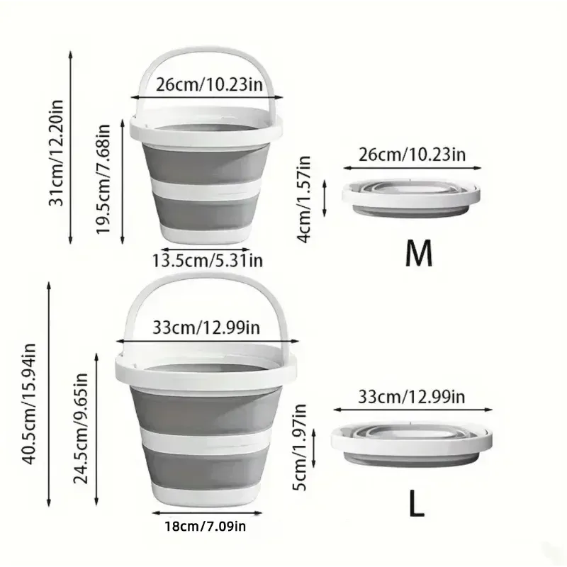 Seau pliant polyvalent avec poignée, pour usage domestique, extérieur et pêche 3