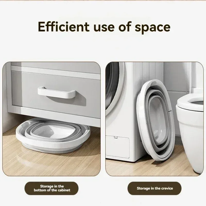 Seau pliant polyvalent avec poignée, pour usage domestique, extérieur et pêche 5
