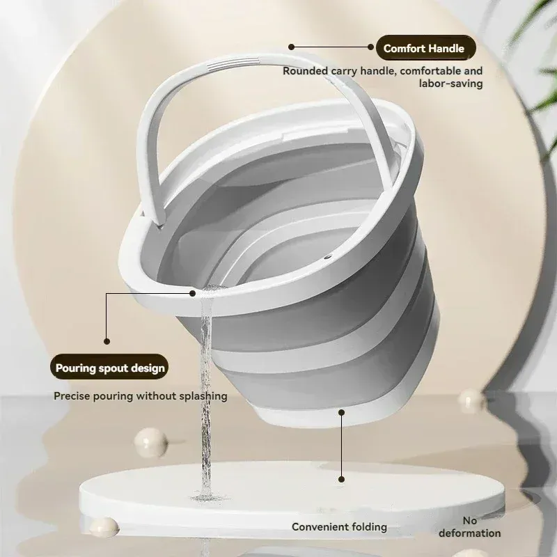 Seau pliant polyvalent avec poignée, pour usage domestique, extérieur et pêche 6