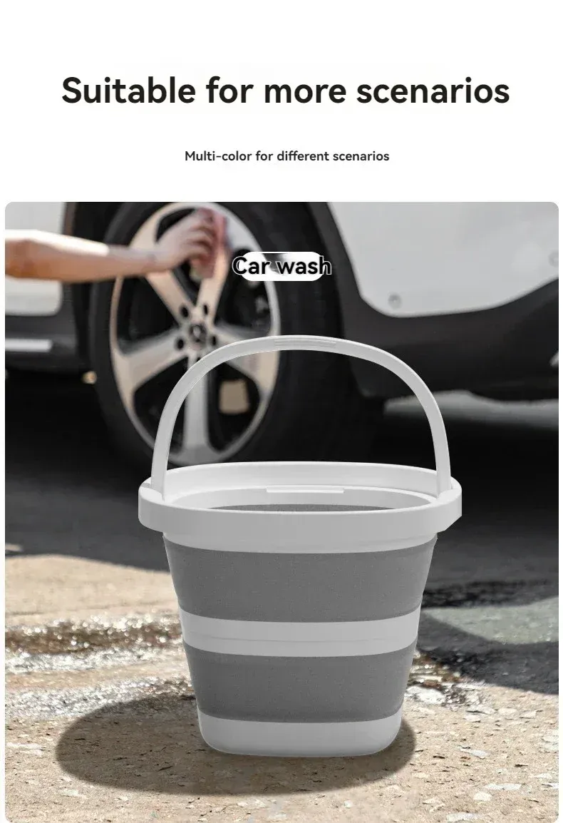 Seau à eau pliable en usage extérieur