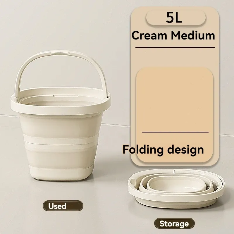 Seau pliant polyvalent avec poignée, pour usage domestique, extérieur et pêche 8