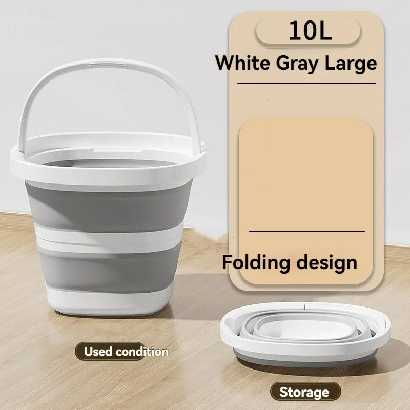 Seau pliant polyvalent avec poignée, pour usage domestique, extérieur et pêche 7