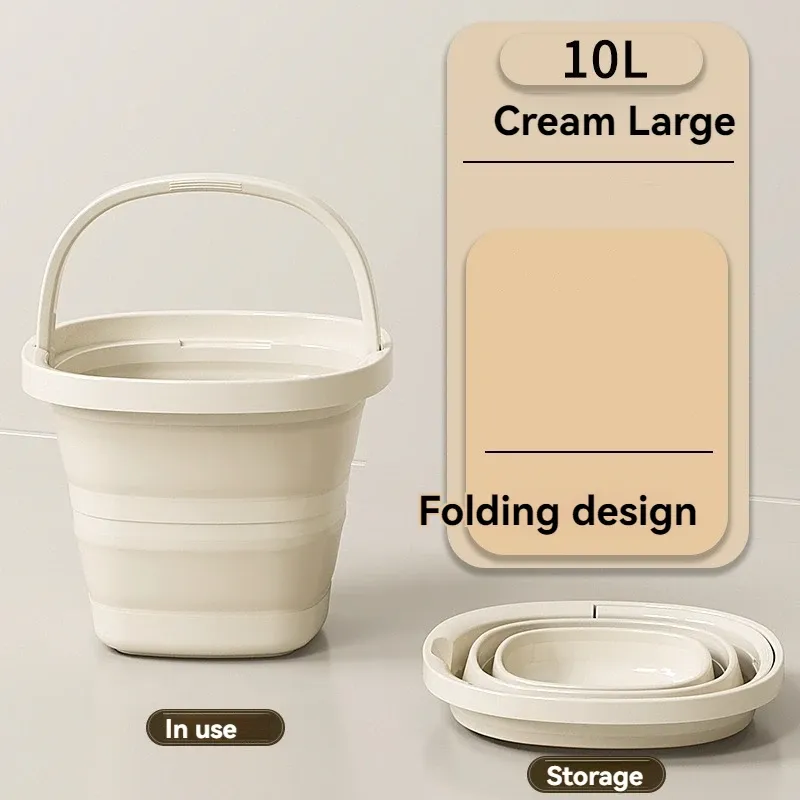 Seau pliant polyvalent avec poignée, pour usage domestique, extérieur et pêche 10
