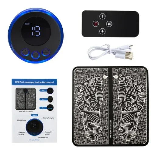 Coussin de massage électrique pour les pieds, électrostimulateur EMS, tapis de massage musculaire, relaxation des pieds, fitness, rechargeable par USB 11