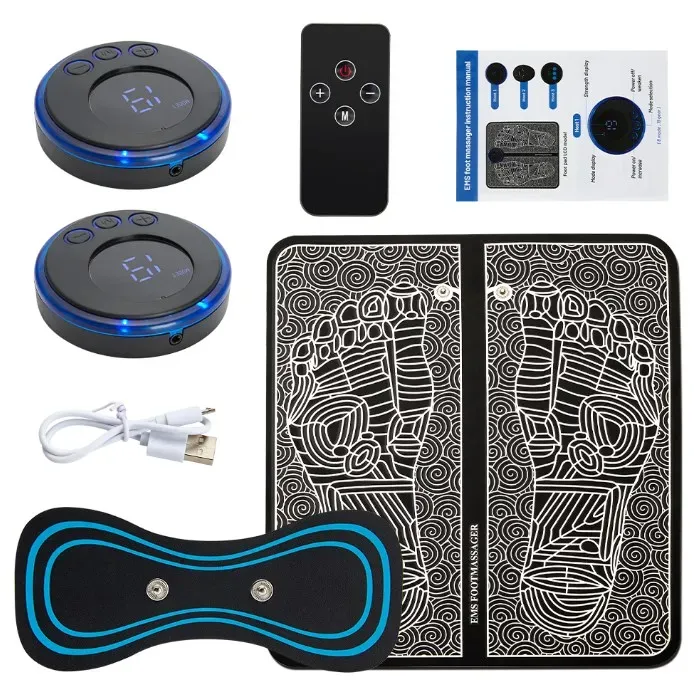 Coussin de massage électrique pour les pieds, électrostimulateur EMS, tapis de massage musculaire, relaxation des pieds, fitness, rechargeable par USB 7