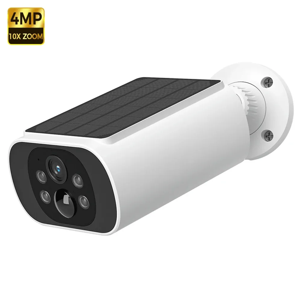 ALEVIO Caméra WiFi d'extérieur solaire sans fil 2,5K, longue autonomie en veille, enregistrement 24/7, vision nocturne couleur, audio bidirectionnel, détection IA 12