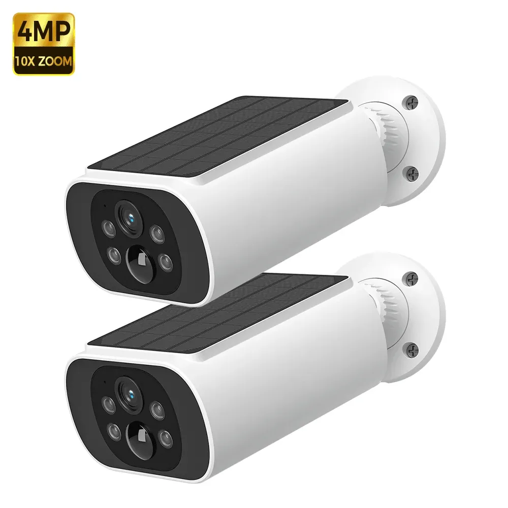 ALEVIO Caméra WiFi d'extérieur solaire sans fil 2,5K, longue autonomie en veille, enregistrement 24/7, vision nocturne couleur, audio bidirectionnel, détection IA 8