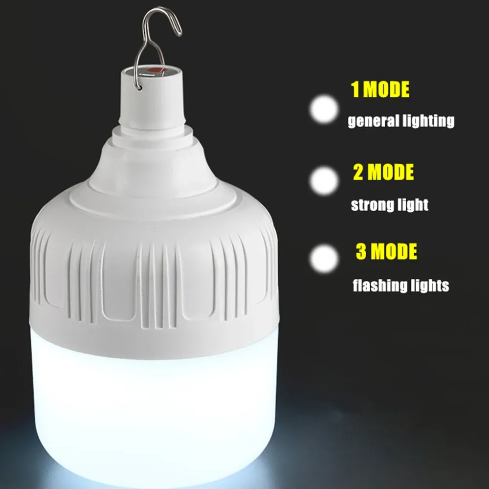 Lanterne de camping LED portable rechargeable par USB avec crochet, haute puissance 5