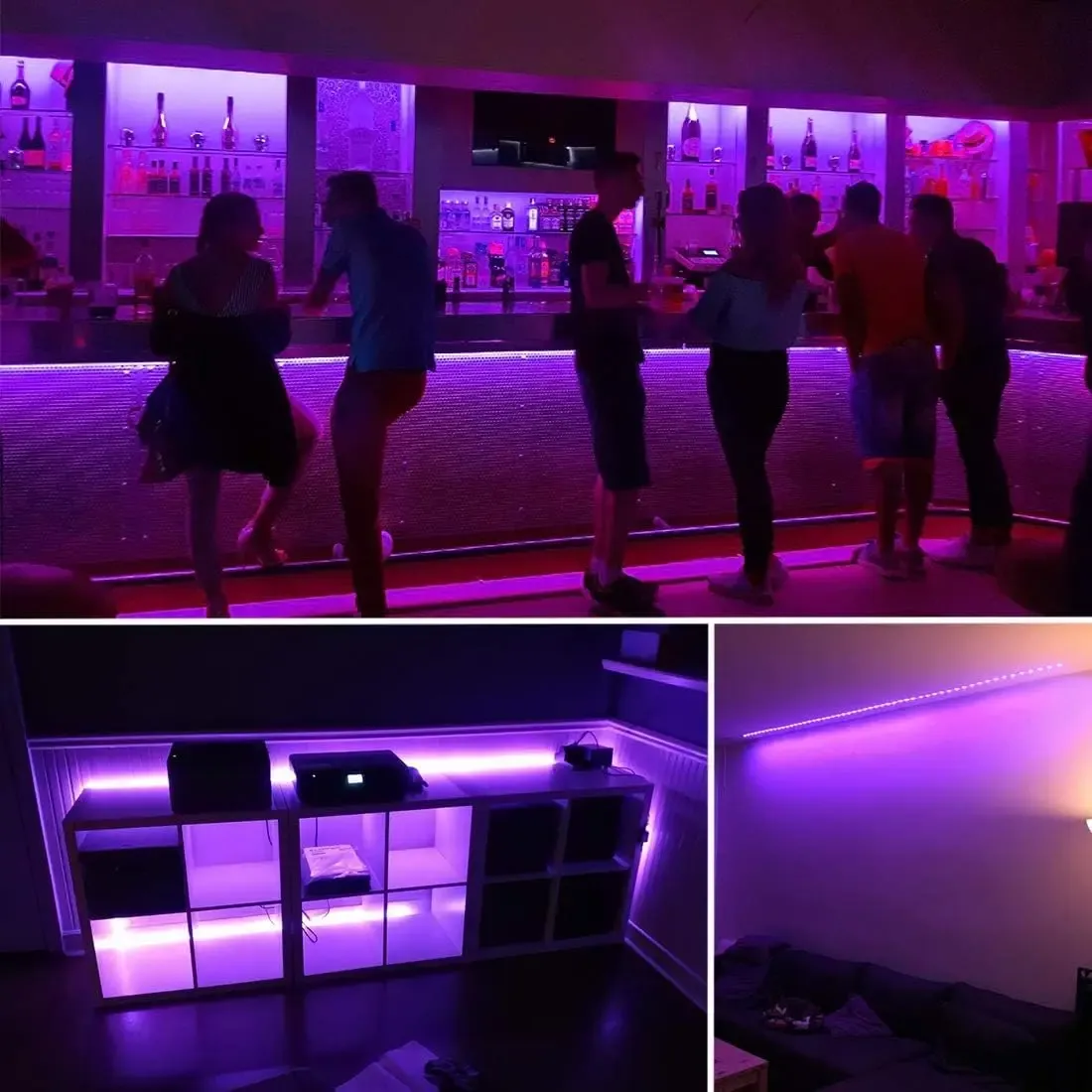Bande lumineuse LED UV flexible, ambiance nocturne