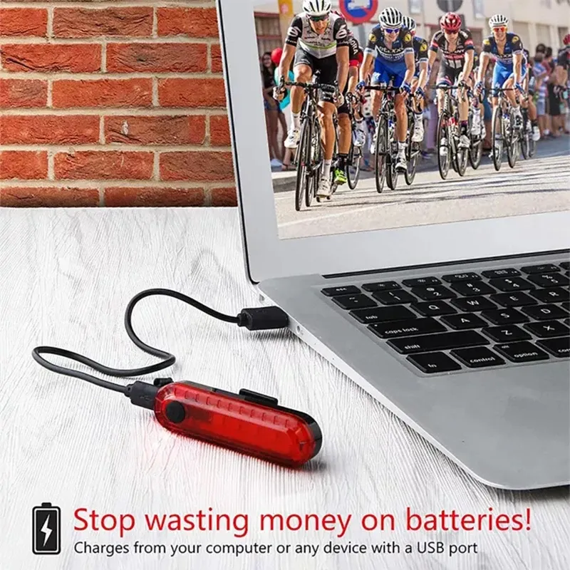 Feu arrière de vélo rechargeable, feu arrière pour vélo de route et VTT, étanche, LED, mini lanterne, éclairage de cyclisme 4
