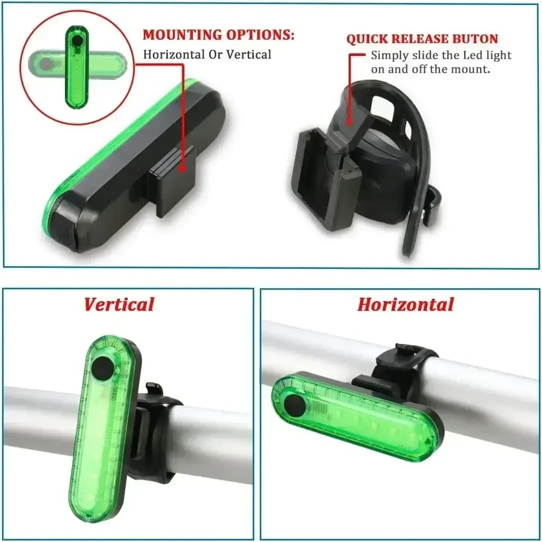 Feu arrière de vélo rechargeable, feu arrière pour vélo de route et VTT, étanche, LED, mini lanterne, éclairage de cyclisme 5