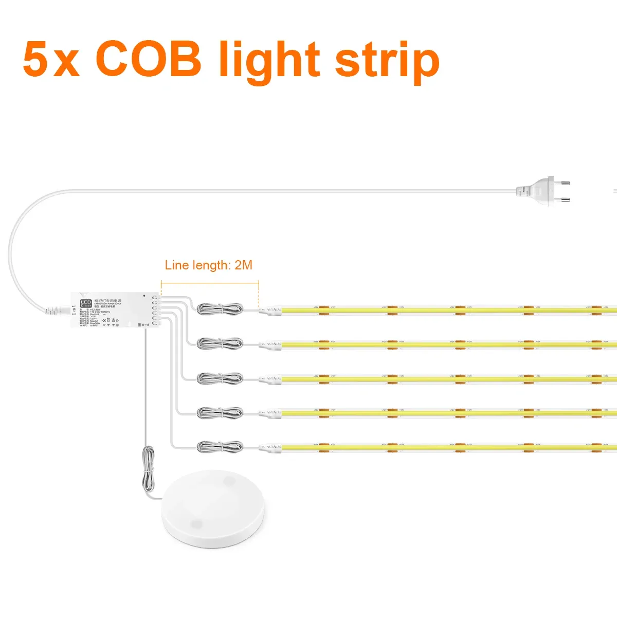 Bande Lumineuse LED COB à Capteur Tactile et Intensité Réglable pour Sous-Meuble, Bibliothèque et Garde-Robe 10