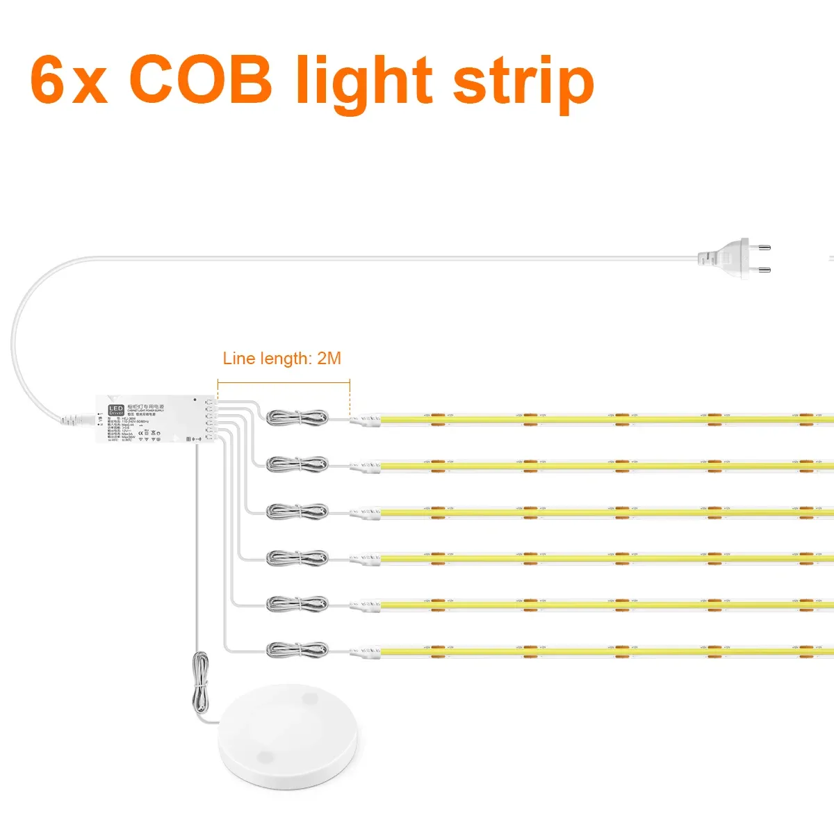 Bande Lumineuse LED COB à Capteur Tactile et Intensité Réglable pour Sous-Meuble, Bibliothèque et Garde-Robe 12