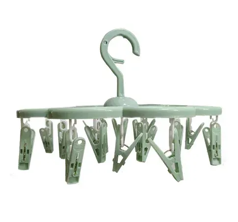 Cintre anti-goutte pliable avec 32 pinces, séchoir suspendu en plastique pour vêtements, sous-vêtements et chaussettes, idéal pour balcon et chambre, lot de 3 8