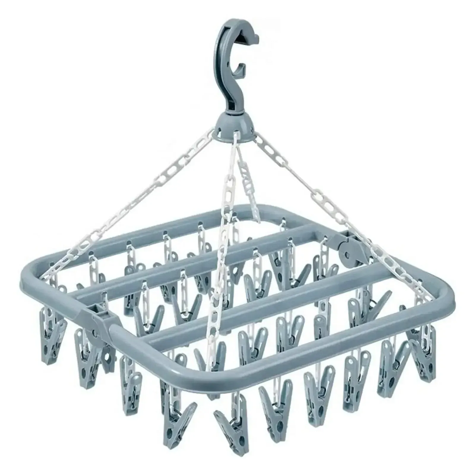 Cintre anti-goutte pliable avec 32 pinces, séchoir suspendu en plastique pour vêtements, sous-vêtements et chaussettes, idéal pour balcon et chambre, lot de 3 11