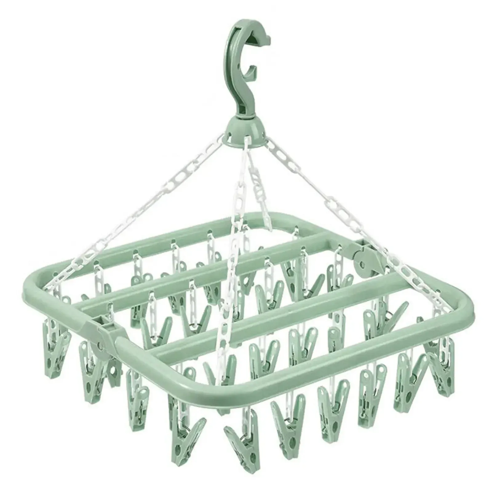Cintre anti-goutte pliable avec 32 pinces, séchoir suspendu en plastique pour vêtements, sous-vêtements et chaussettes, idéal pour balcon et chambre, lot de 3 10