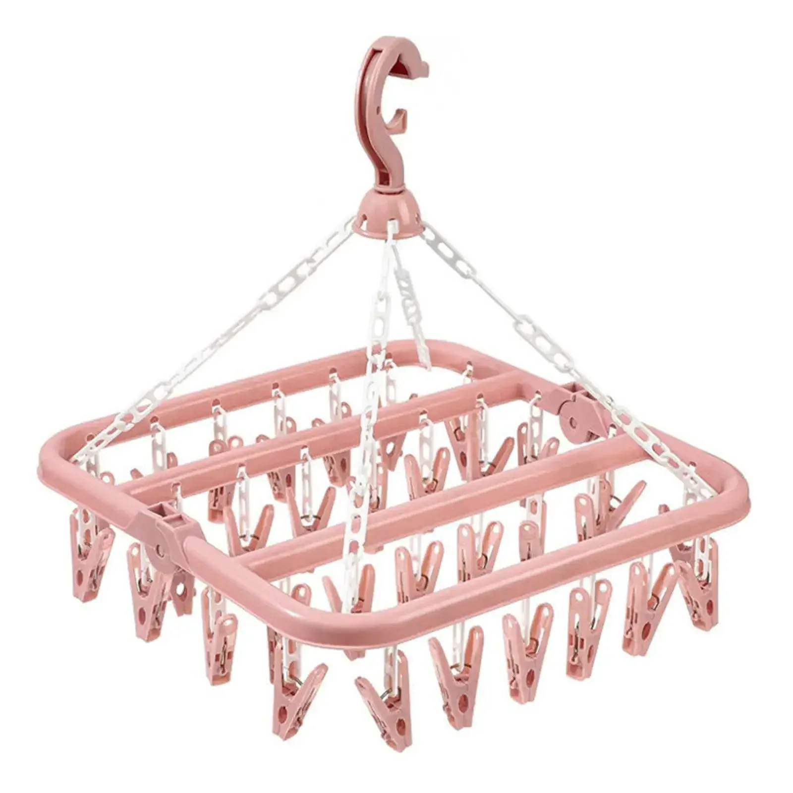 Cintre anti-goutte pliable avec 32 pinces, séchoir suspendu en plastique pour vêtements, sous-vêtements et chaussettes, idéal pour balcon et chambre, lot de 3 7