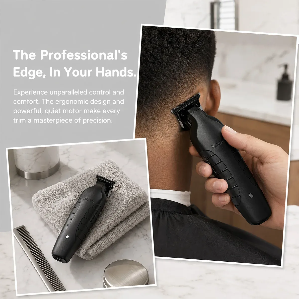 Tondeuse à cheveux professionnelle Kemei rechargeable, lame 0 mm, machine électrique de coiffure 3