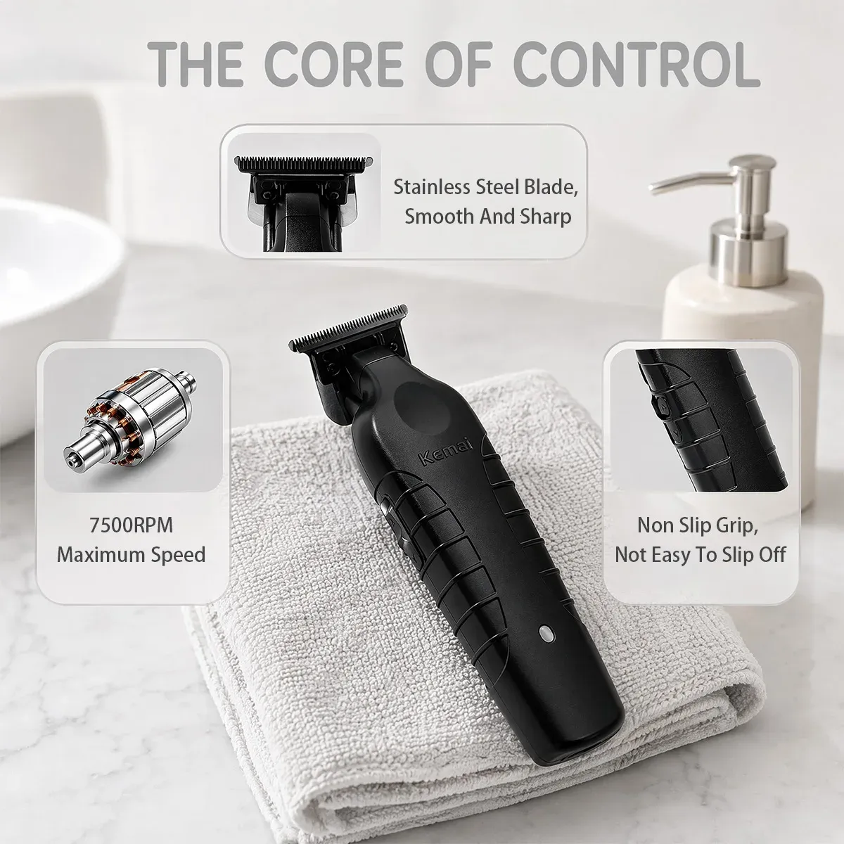 Tondeuse à cheveux professionnelle Kemei rechargeable, lame 0 mm, machine électrique de coiffure 2