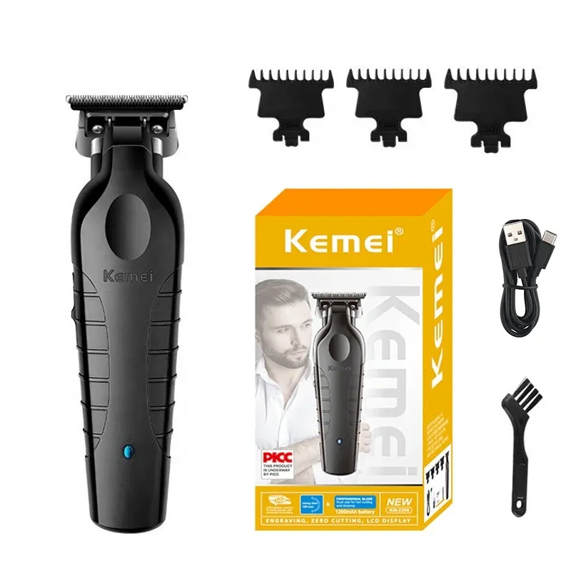 Tondeuse à cheveux professionnelle Kemei rechargeable, lame 0 mm, machine électrique de coiffure 8