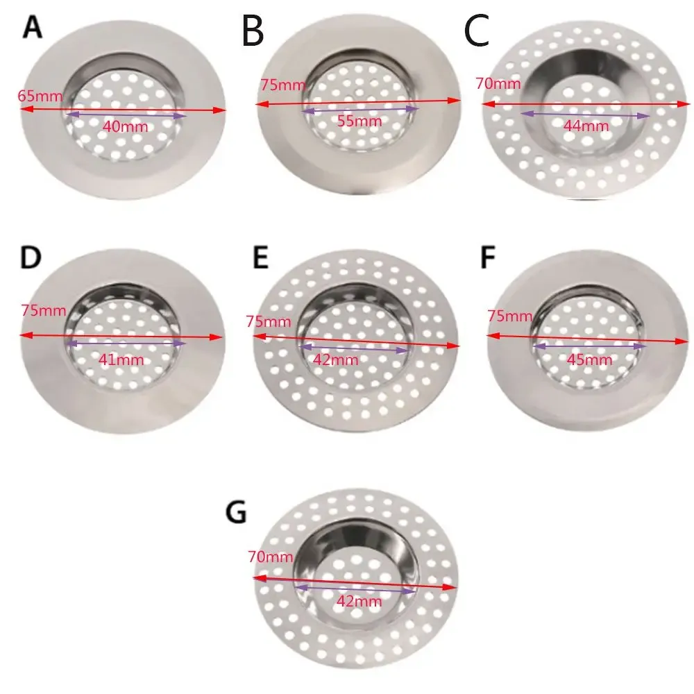 Filtre de vidange en acier inoxydable pour évier, piège à mailles pour cheveux et débris, 1 pièce 6