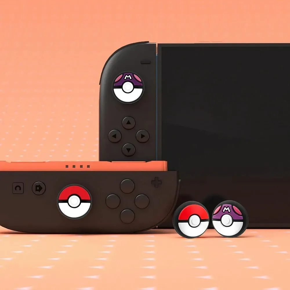 Lot de 4 capuchons de joystick en forme de Poké Ball pour manette Nintendo Switch 2 (2025) 4