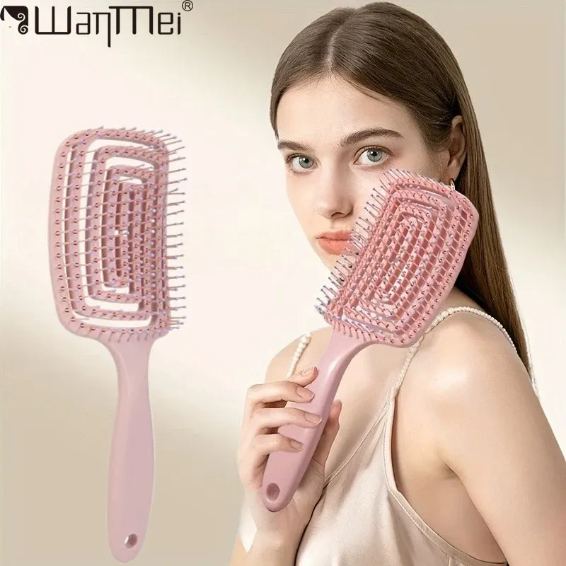 Peigne démêlant de massage pour cheveux WANMEI, à conception évidée, pour cheveux naturels et perruques - Image 1