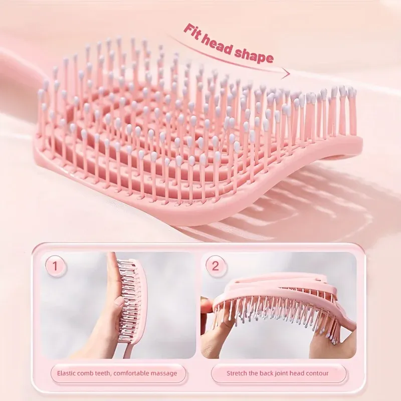 Peigne démêlant de massage pour cheveux WANMEI, à conception évidée, pour cheveux naturels et perruques 4