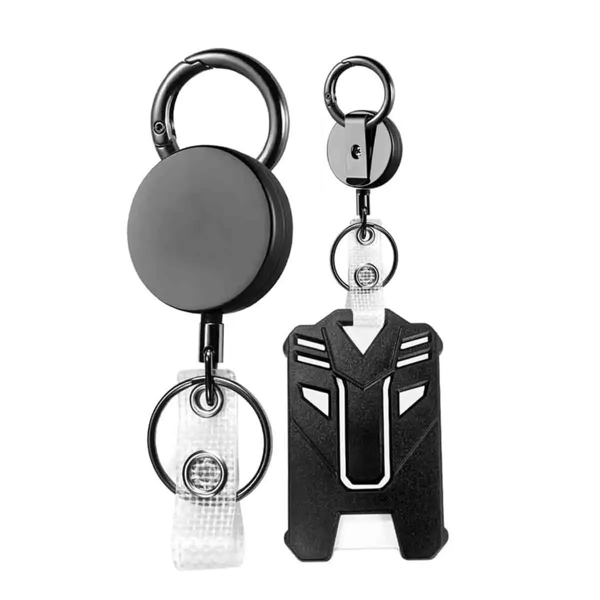 Mousqueton rétractable en métal robuste avec câble en acier renforcé de 28,3 pouces, pour porte-clés et porte-badge - Image 1
